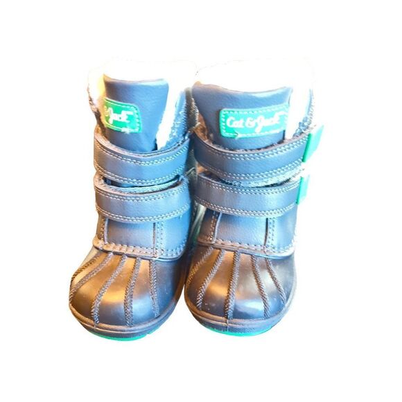 Cat & Jack Kids' Winter Boots Size 6‎ Black & Green Synthetic Upper Hook & Loop - Picture 5 of 10